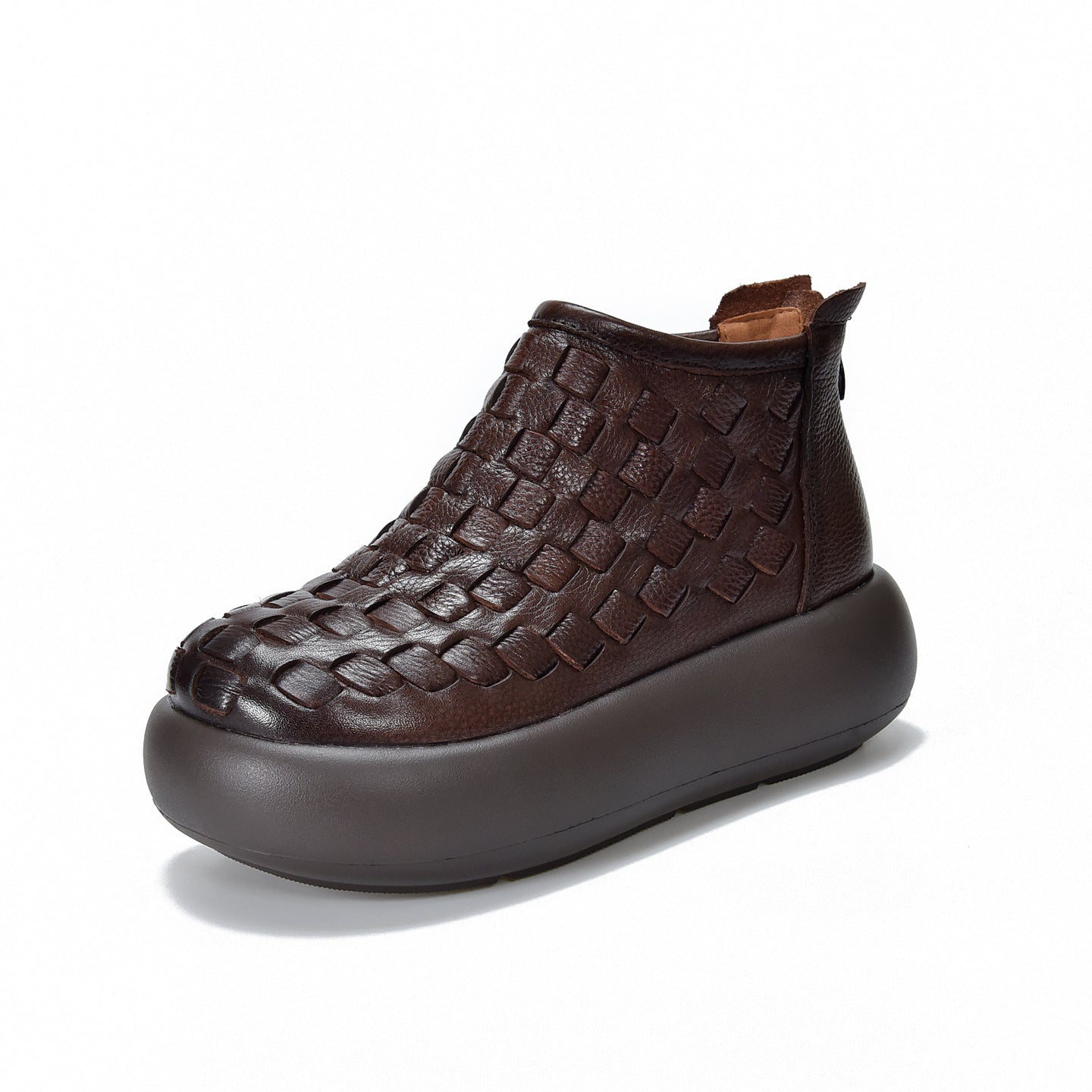 Women's Muffin Thick-soled Short First Layer Cowhide Single Women's Leather Boots
