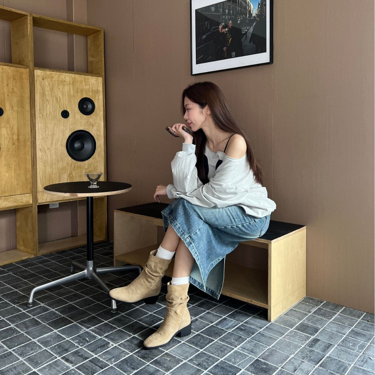 Women's Pile Elegant Short Sleeve Height Increasing Insole Boots