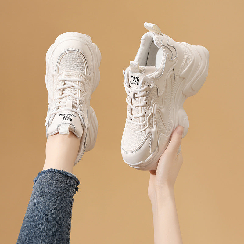 Women's Black Platform Dad Show Feet Small-sized Sneakers