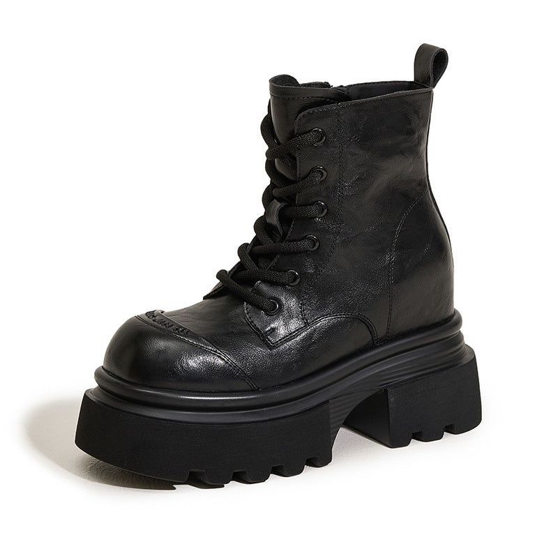 Women's Small Inner Height Increasing Warm Thick Heels