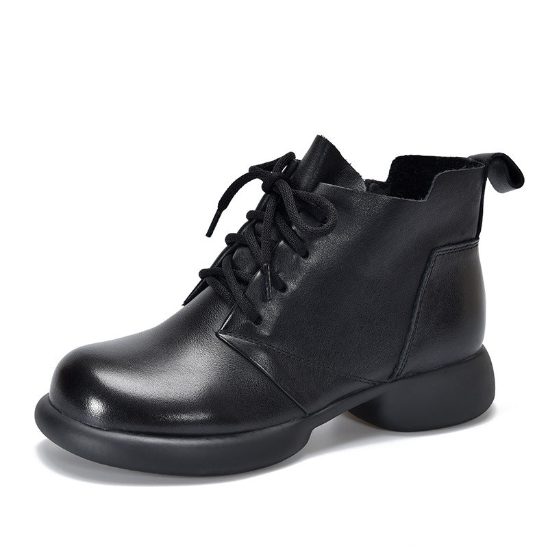 Women's Ankle Round Toe Brushed Mid Soft Boots