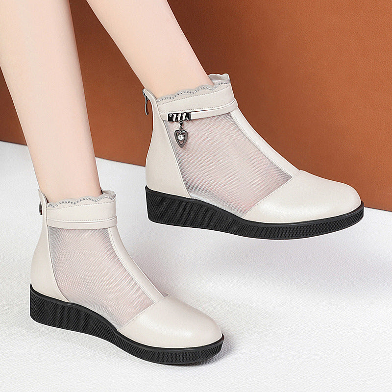 Women's Mesh Mid Chunky Waterproof Platform Martin Sandals