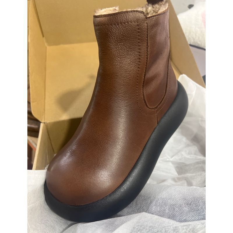 Women's First Layer Cowhide Vintage Chelsea Ankle Comfortable Feet Thin Racket Boots