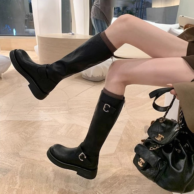 Women's Mom Below The Knee Knight Chunky Heels