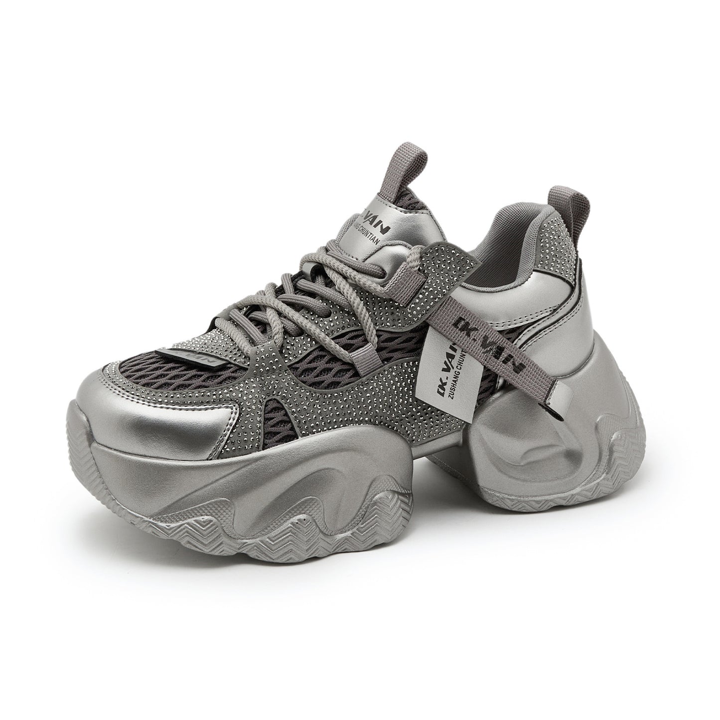 Goods Mesh Breathable Rhinestone Dad Female Casual Shoes