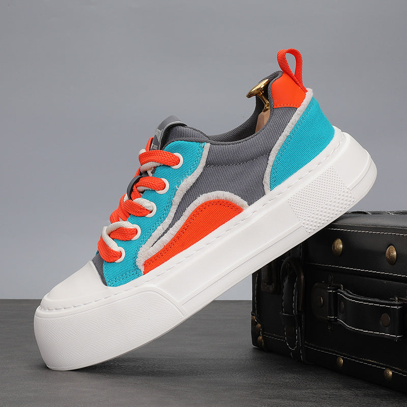 Men's Spring Chinese Style Breathable Plaid Lace Men's Canvas Shoes