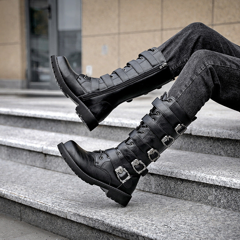 Men's Korean Style Trendy Martin High Leg Boots