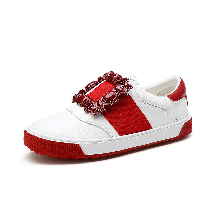 Women's Rhinestone Square Buckle Soft Flat Cloud Casual Shoes