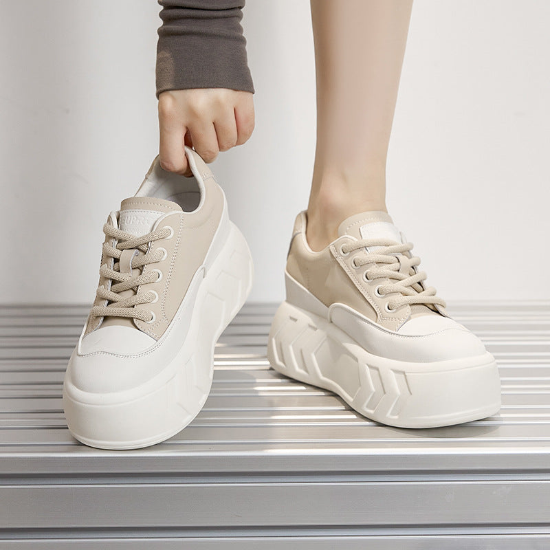 Women's White For Dad Versatile Hidden Platform Sneakers