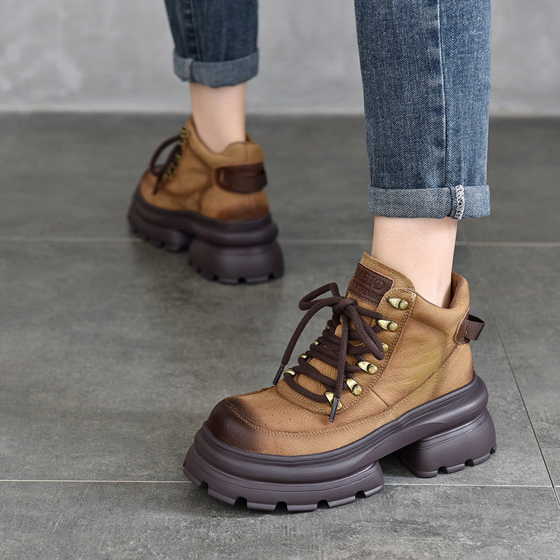 Women's Cotton Genuine Platform Martin Retro Easy Boots