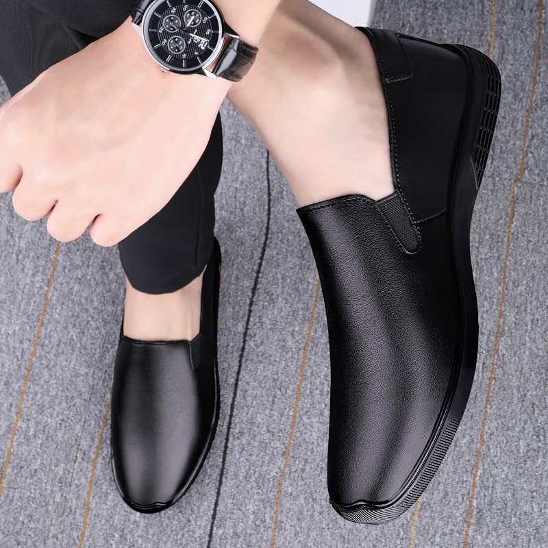 Men's Cowhide Breathable Soft Bottom Slip-on Lazy Leather Shoes