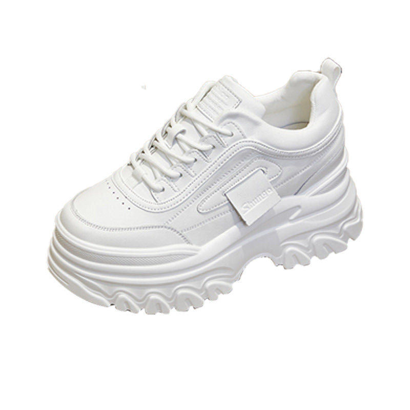 Women's Increasing Insole Platform White Small Versatile Casual Shoes