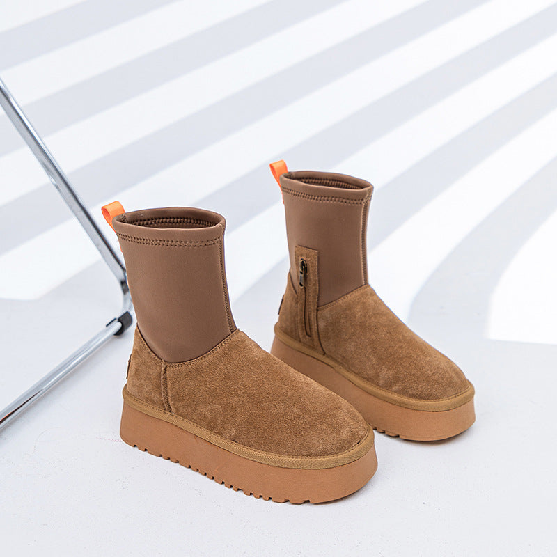 Women's Yan Winter Genuine Thick Bottom Skinny Stretch Snow Boots