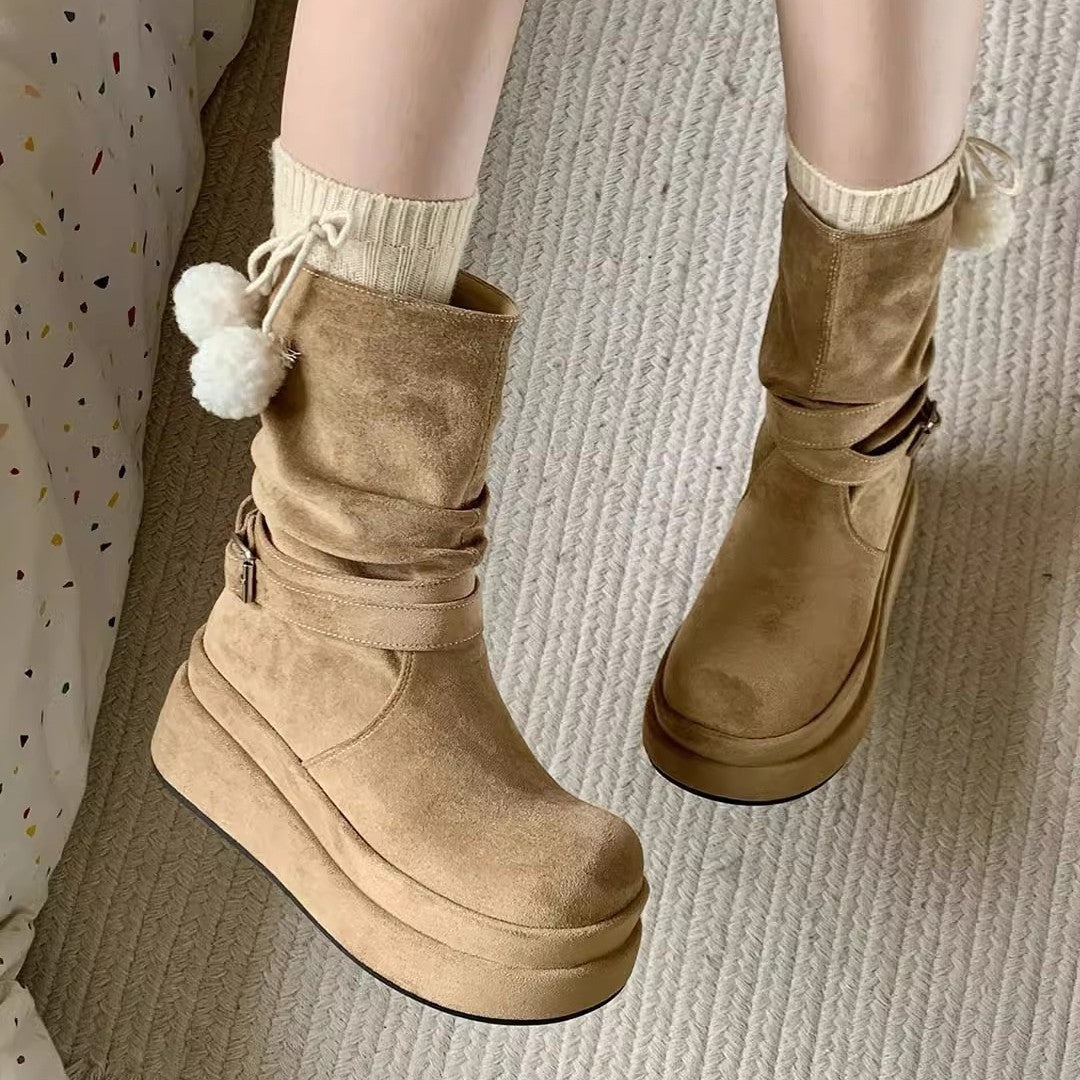 Women's Niche For Raise The Bottom Martin Pleated Suede Fashion Boots