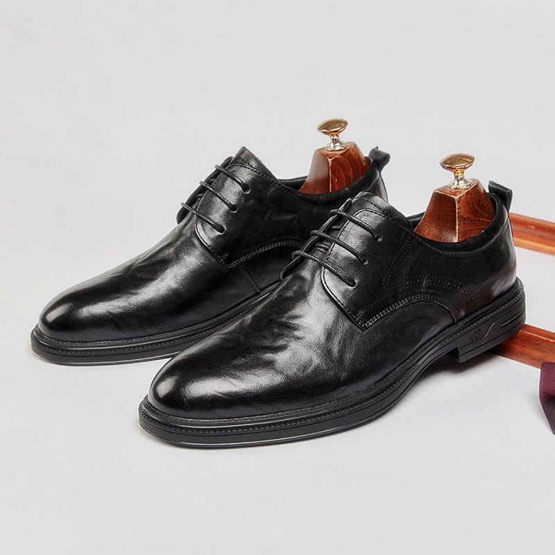 Men's Full Grain Cowhide Business British Soft Leather Shoes