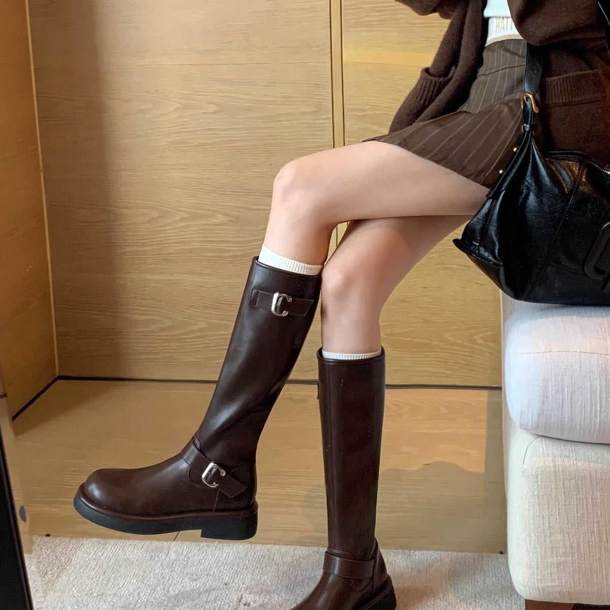 Women's Mom Below The Knee Knight Chunky Heels