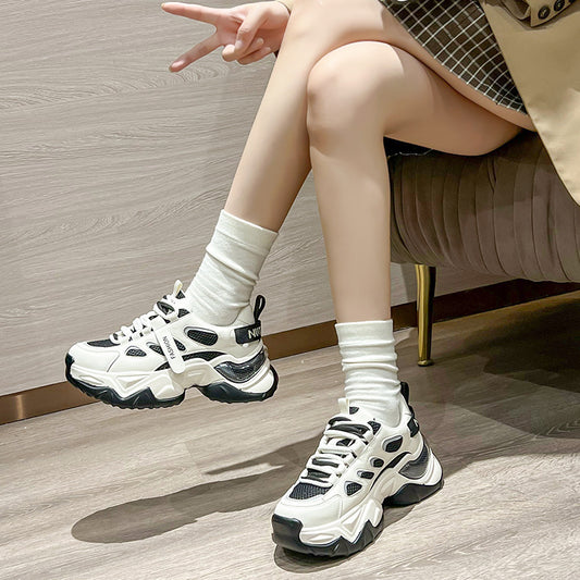 Women's With Fleece Lining Dad Mesh Surface Sneakers