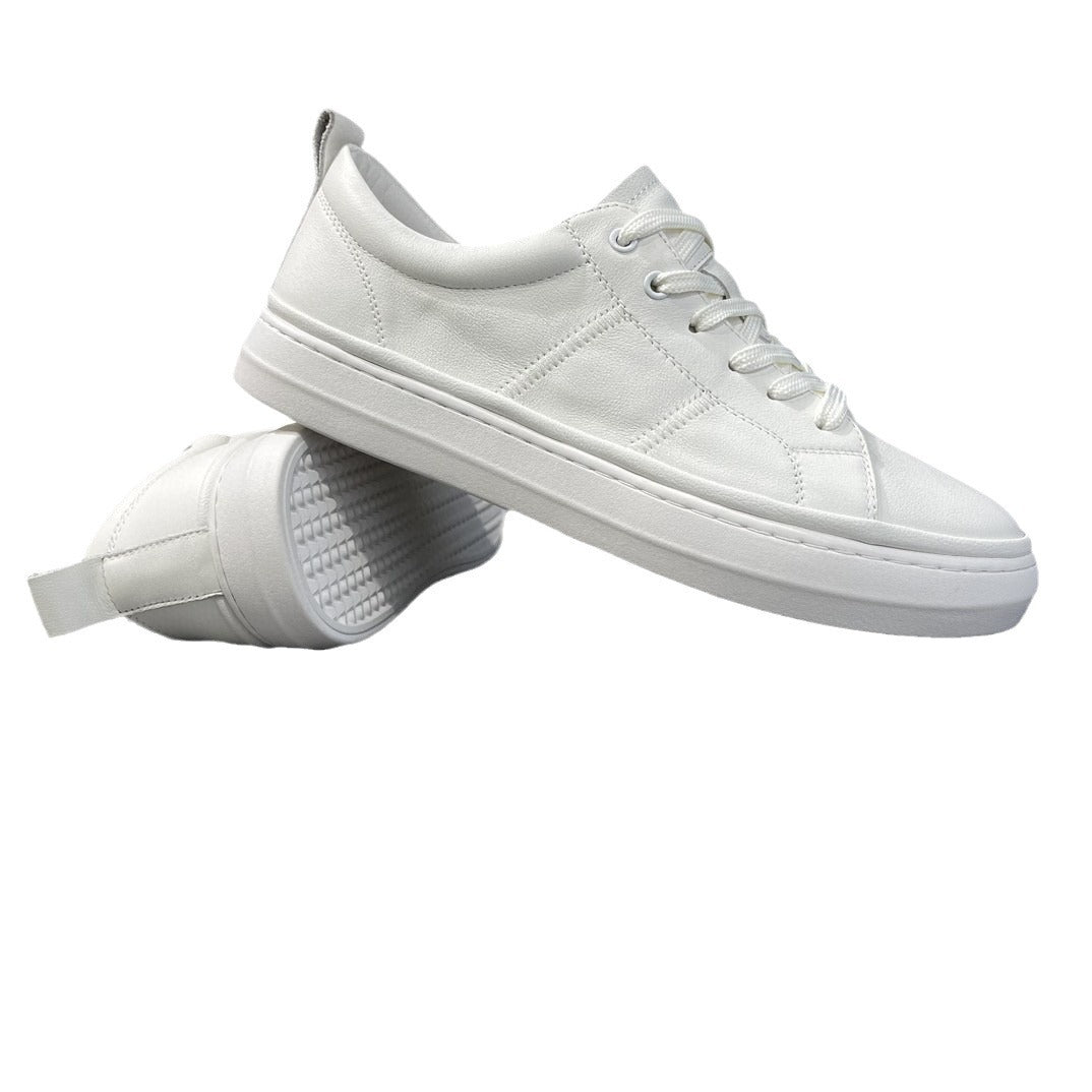 Men's Top Layer Cattlehide Fashion White Summer Genuine Sneakers