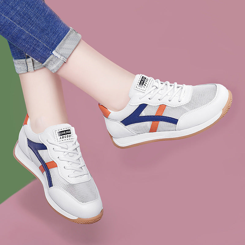 Women's White Flat Lightweight Mesh Surface Breathable Sneakers
