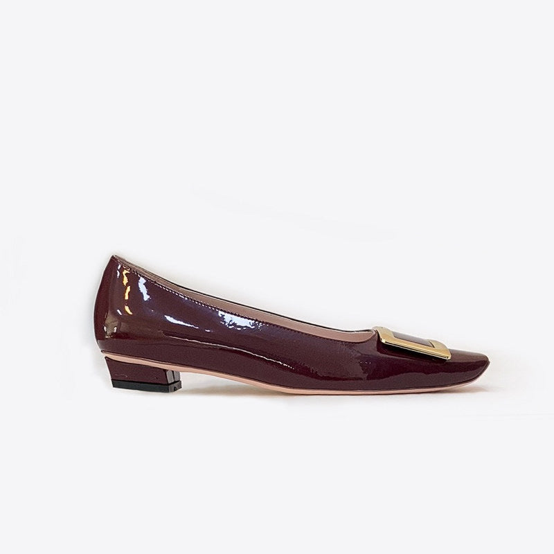 Women's Patent Low Classic Square Head Office Commute Women's Fashion Shoes