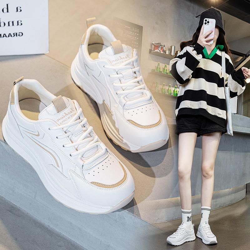 Women's Size Dad Running Sports White Mesh Sneakers