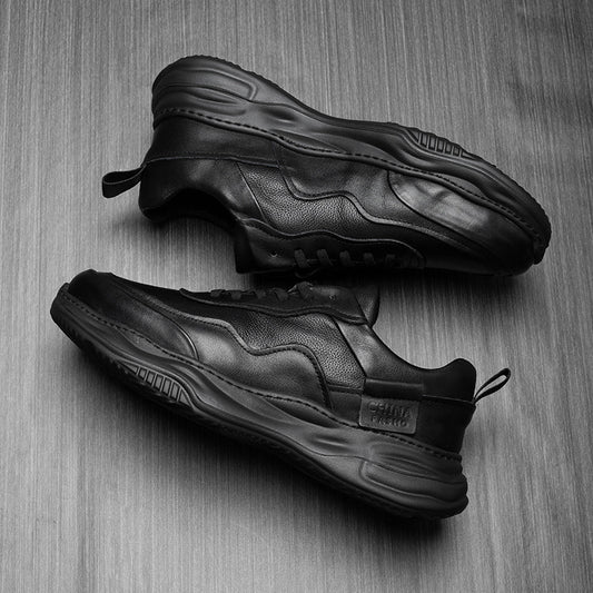 Men's Classy Comfortable Black Genuine Thick-soled Leather Shoes