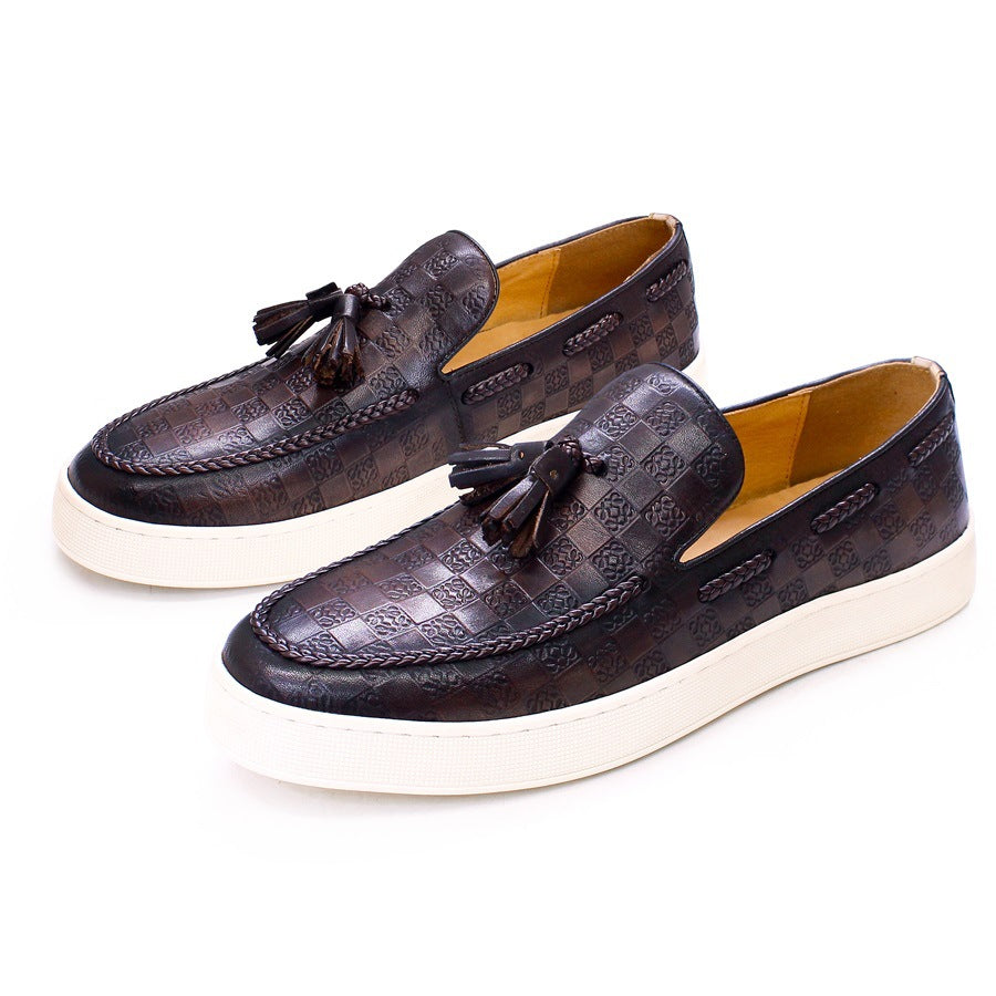 Men's Genuine Retro Tassel Everyday Joker Slip-on Flat Leather Shoes