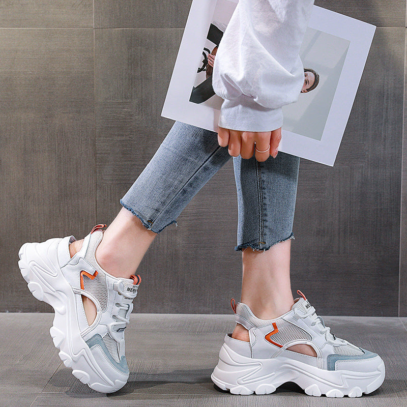 Women's Fashion Clunky Breathable Summer Hollow Pumps Sandals