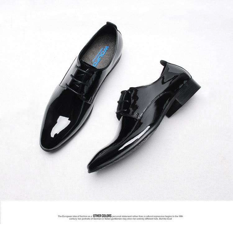 Men's Cowhide Breathable Patent Formal Business British Lace Casual Shoes
