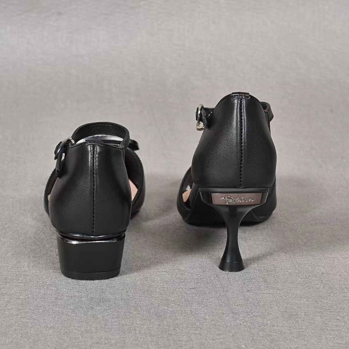 Women's Closed Toe Hollow Summer High Stiletto Pointed Buckle Sandals