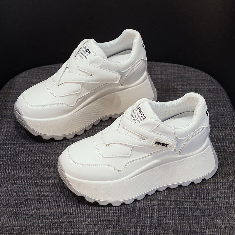 Women's Muffin Height Increasing Insole Velcro Round Sneakers
