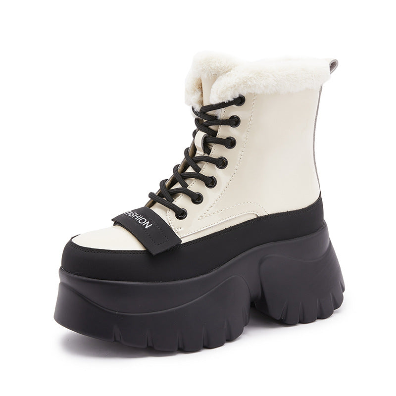 Women's Thick Bottom Warm With Veet British Casual Shoes