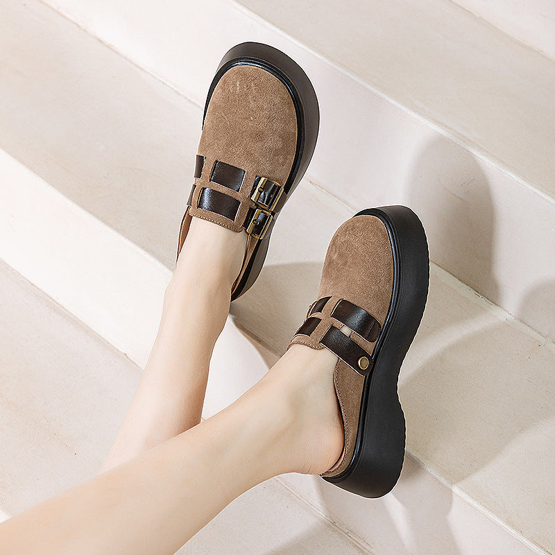 Women's Platform Half Closed Toe Without Buckle Slippers
