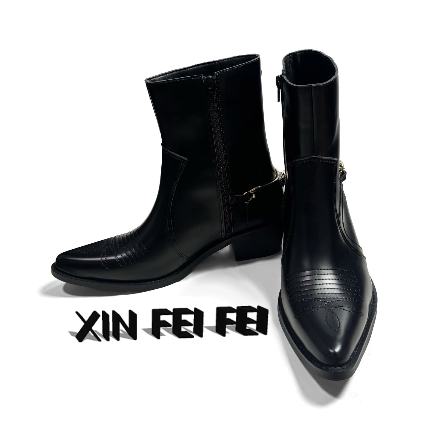 Men's Chelsea Black Personalized Fashion Side Zip Boots
