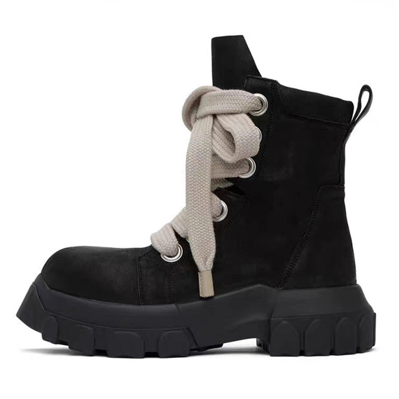 Men's Round Head Platform Heighten Martin Casual Shoes