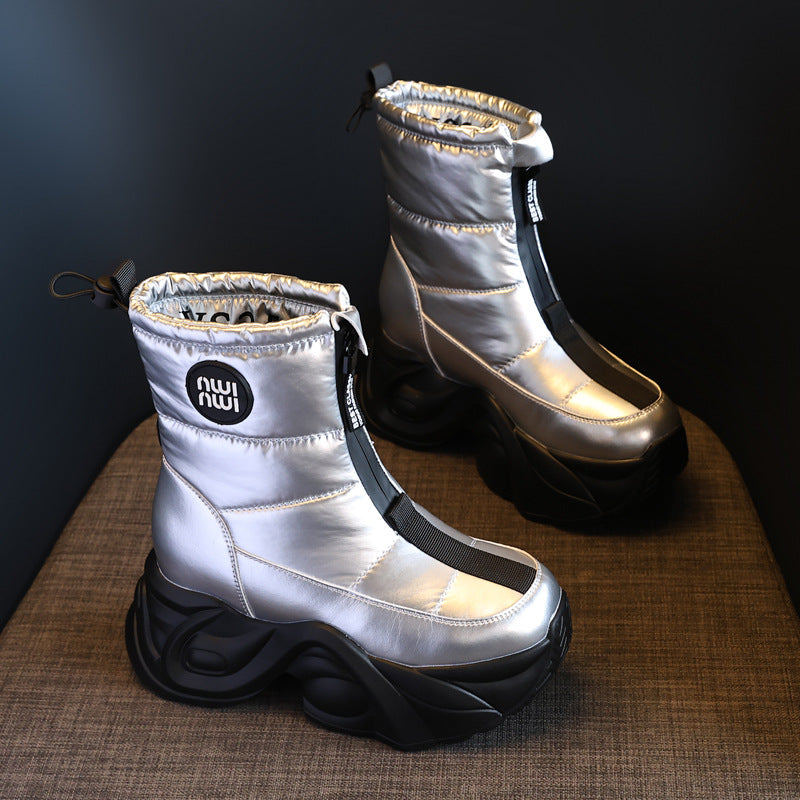 Thick Bottom Height Increasing Insole Fleece-lined Snow Boots