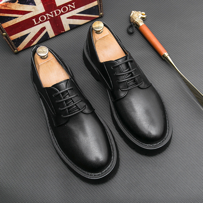 Men's British Retro Round Toe Brogue Platform Casual Shoes