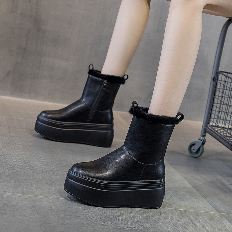 Women's Winter Fleece-lined Real Fur Warm Thick Boots