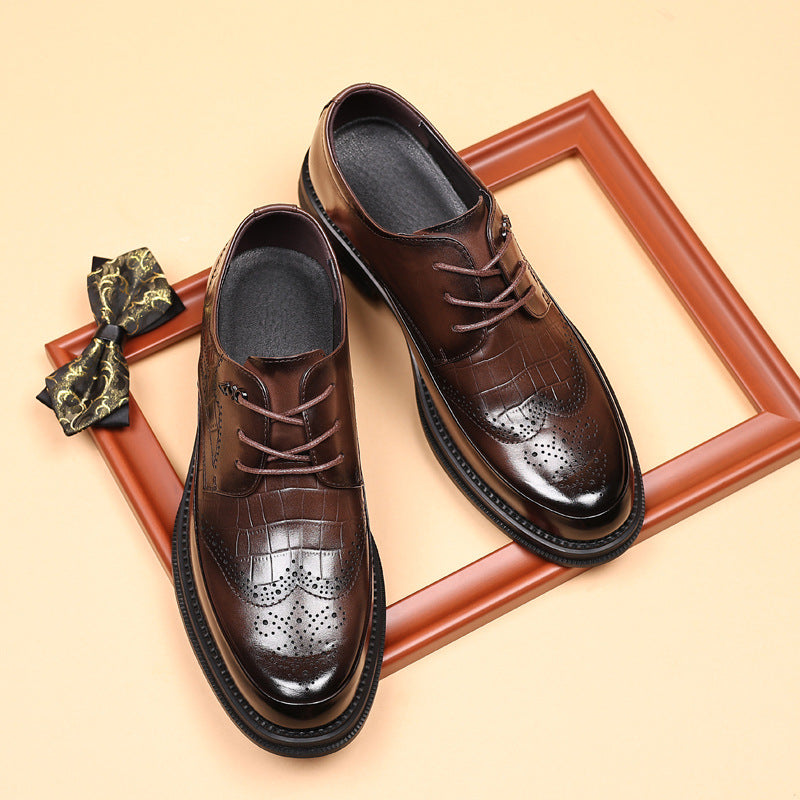 Men's First Layer Cowhide Formal Wear Business Wedding Leather Shoes