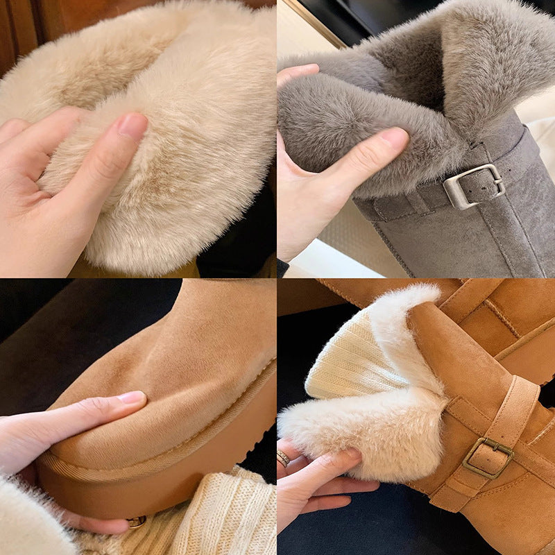 First Night Two-way Buckle With Thick Bottom Boots