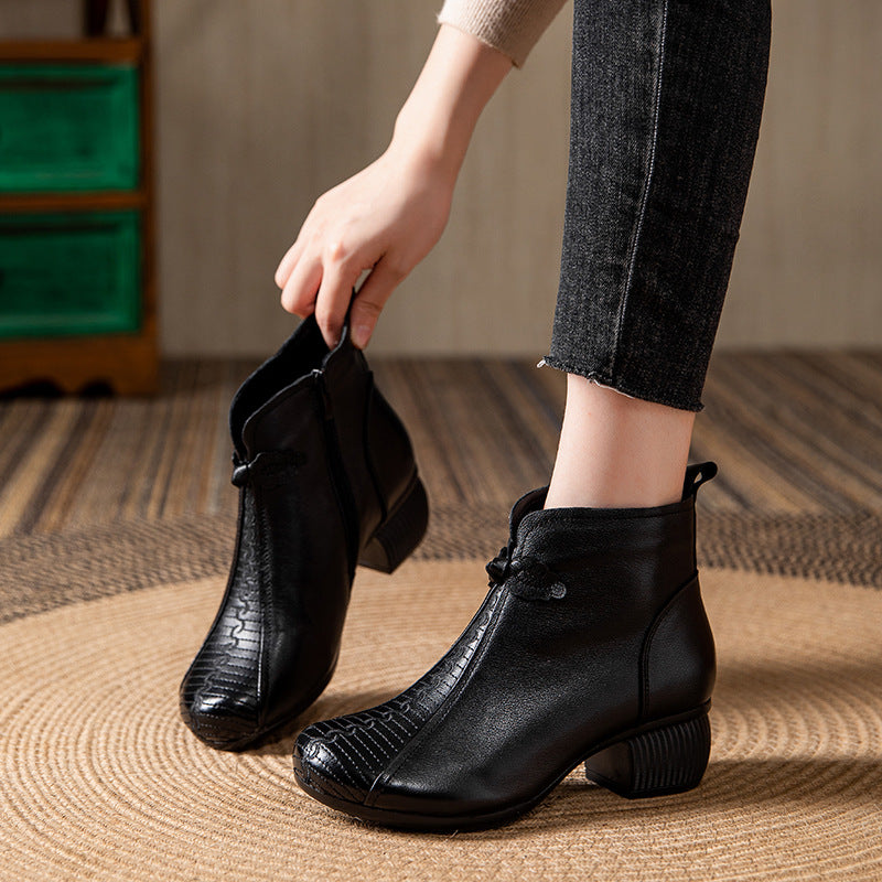Women's Ankle Soft Bottom Mid Chunky Retro Boots