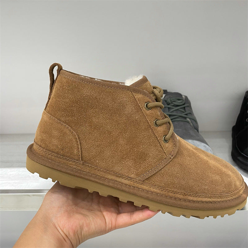 Men's Fur Short Martin Fleece-lined Thickening Thermal Snow Boots
