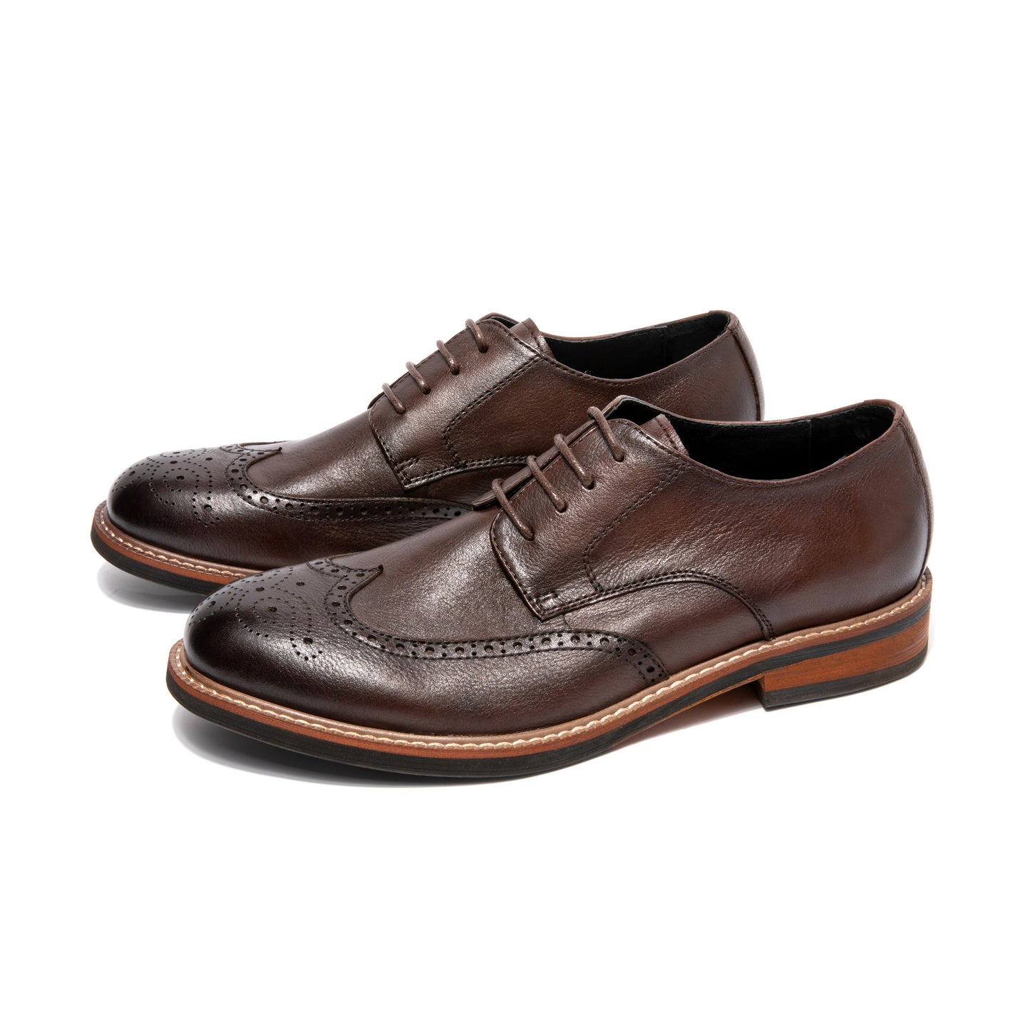 Men's Polished Brogue Business Formal Genuine Leather Shoes