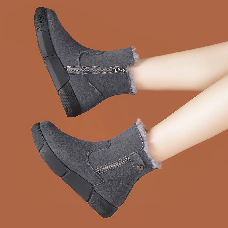 Women's Wool Northeast Fur Soft Veet Cotton Plus Snow Boots