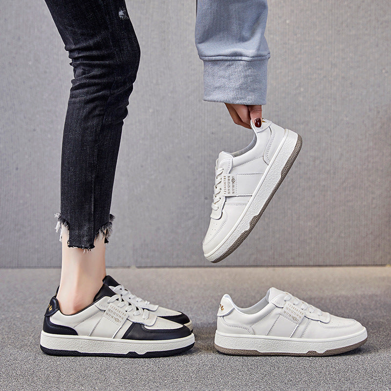Women's & Men's White Genuine Flat Sports Pumps Plus Men's Shoes