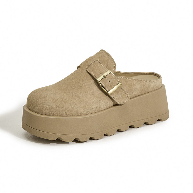 Women's Sole Increased Wild Outer Wear Genuine Slippers