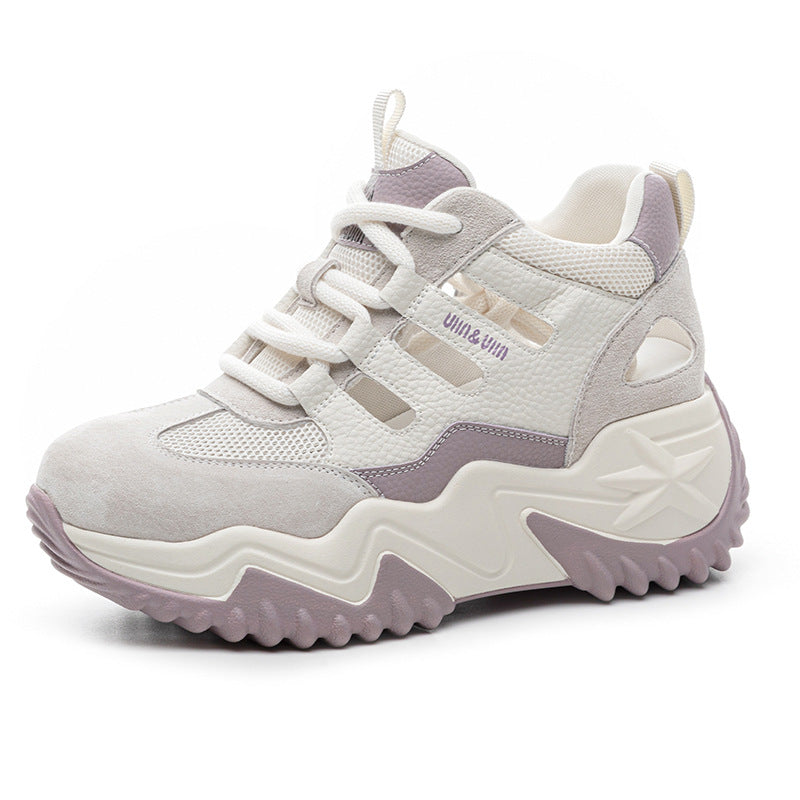 Spring Genuine Cutout Breathable Sports Platform Casual Shoes