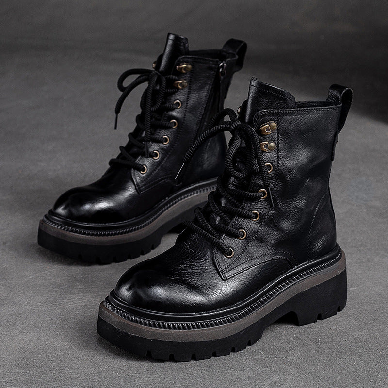 Women's With Veet Martin Pleated Cowhide Side Zipper Boots