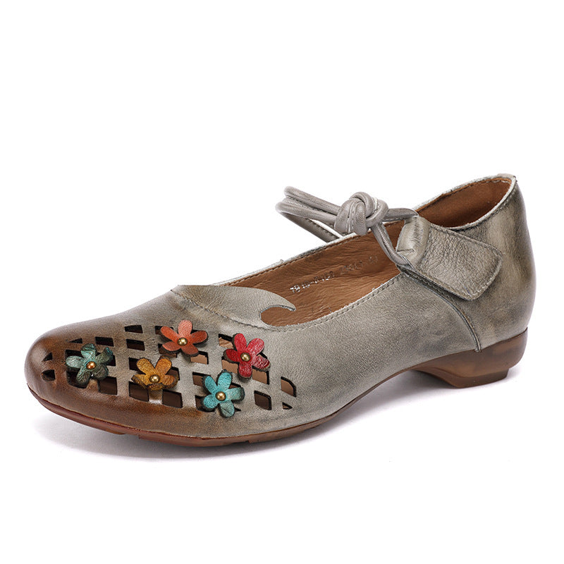 Women's & Men's Chunky Round Toe Low Retro Ethnic Women's Shoes