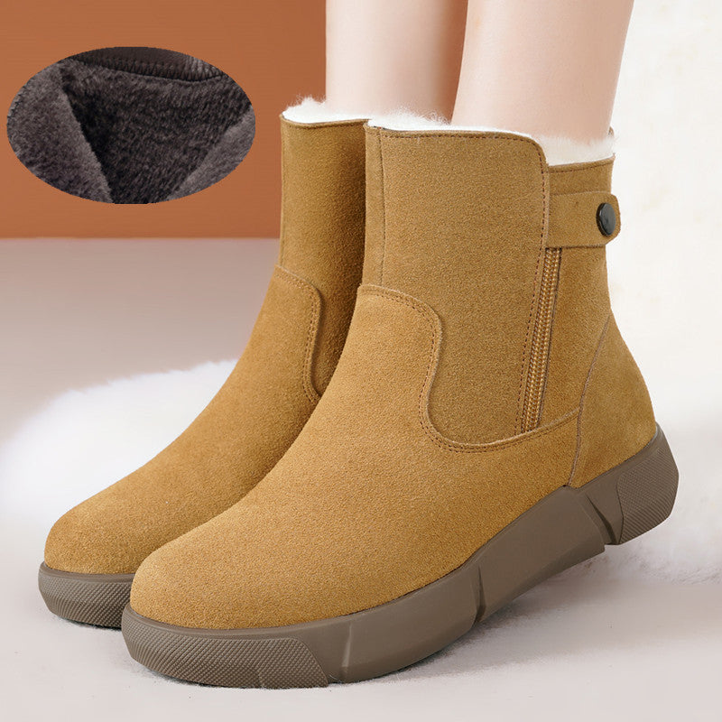 Women's Wool Northeast Fur Soft Veet Cotton Plus Snow Boots